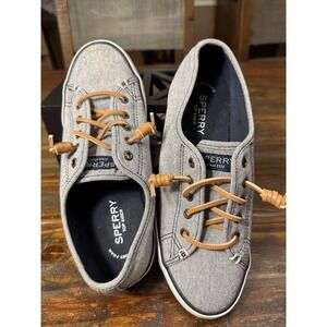 Sperry Top Sider Women's Gray Canvas Boat Shoes Sneakers Size 7M STS80581